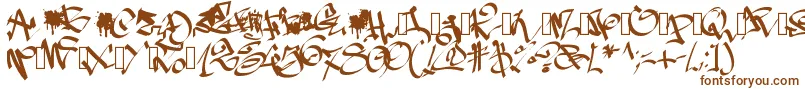 Pwgraffiti-Schriftart – Braune Schriften auf weißem Hintergrund
