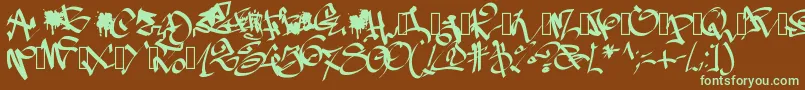Pwgraffiti-Schriftart – Grüne Schriften auf braunem Hintergrund