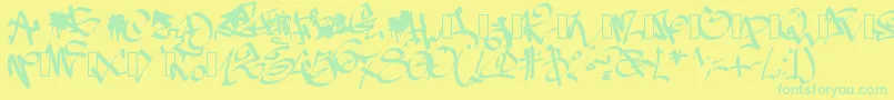 Pwgraffiti Font – Green Fonts on Yellow Background