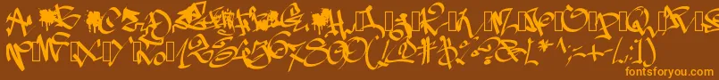 Pwgraffiti Font – Orange Fonts on Brown Background