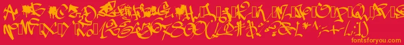 Pwgraffiti Font – Orange Fonts on Red Background