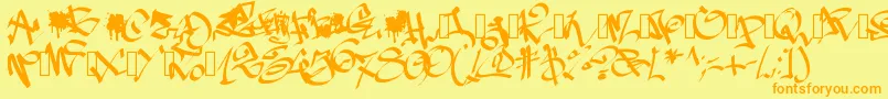 Pwgraffiti Font – Orange Fonts on Yellow Background