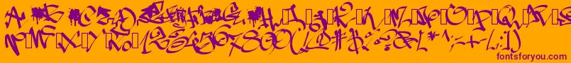 Pwgraffiti Font – Purple Fonts on Orange Background