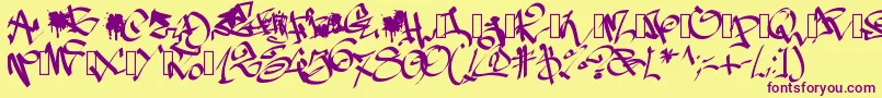 Pwgraffiti Font – Purple Fonts on Yellow Background