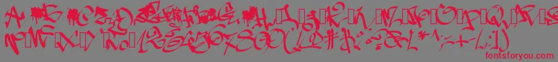 Fonte Pwgraffiti – fontes vermelhas em um fundo cinza