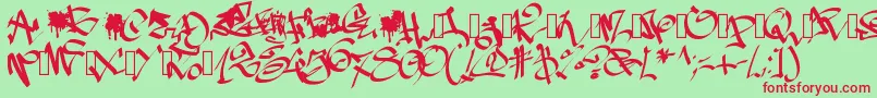 フォントPwgraffiti – 赤い文字の緑の背景