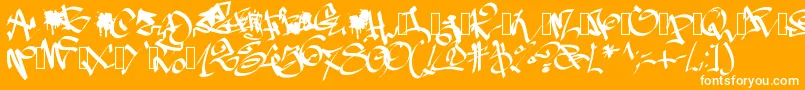 Pwgraffiti Font – White Fonts on Orange Background