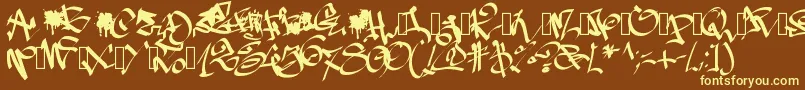 Pwgraffiti Font – Yellow Fonts on Brown Background
