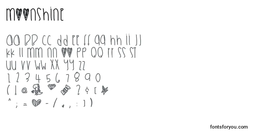 Schriftart Moonshine – Alphabet, Zahlen, spezielle Symbole