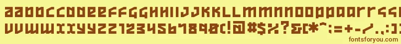 フォントOv – 茶色の文字が黄色の背景にあります。