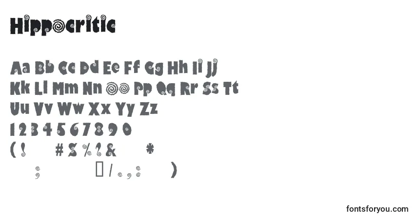 Schriftart Hippocritic – Alphabet, Zahlen, spezielle Symbole
