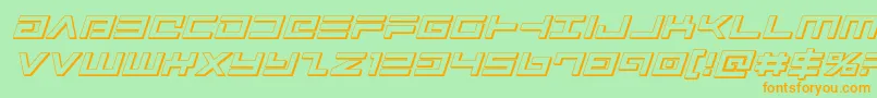 フォントAvenger3Dital – オレンジの文字が緑の背景にあります。