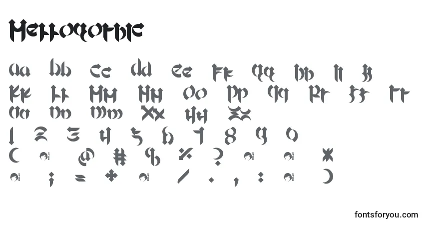 Schriftart Mellogothic – Alphabet, Zahlen, spezielle Symbole