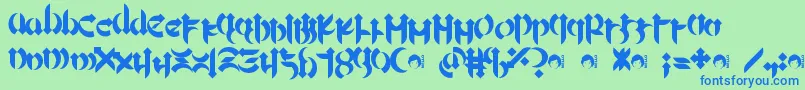 Czcionka Mellogothic – niebieskie czcionki na zielonym tle