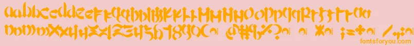 Mellogothic-Schriftart – Orangefarbene Schriften auf rosa Hintergrund