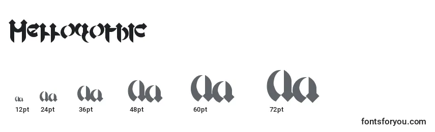 Mellogothic Font Sizes