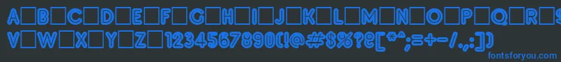 Inset9-Schriftart – Blaue Schriften auf schwarzem Hintergrund
