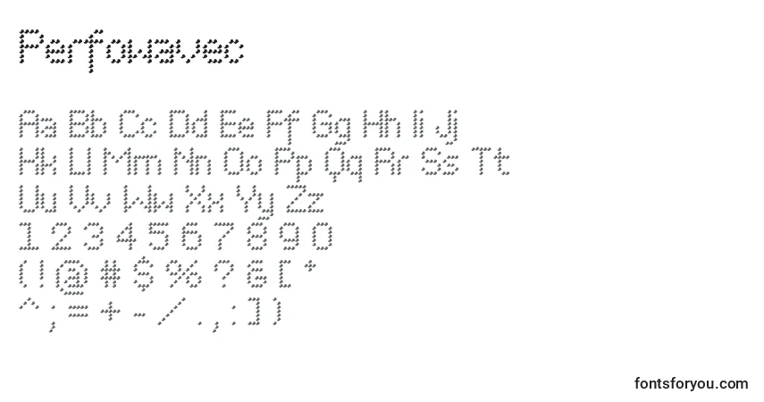 Schriftart Perfowavec – Alphabet, Zahlen, spezielle Symbole