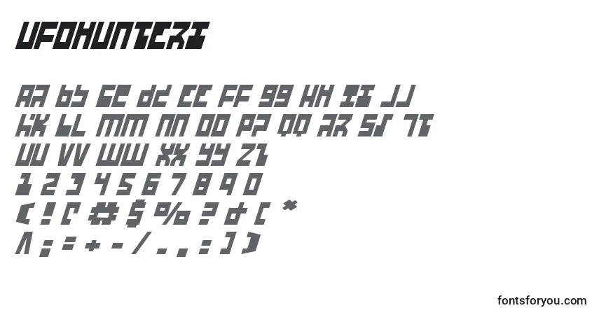 Schriftart Ufohunteri – Alphabet, Zahlen, spezielle Symbole