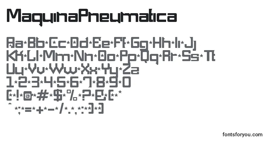 MaquinaPneumatica-fontti – aakkoset, numerot, erikoismerkit