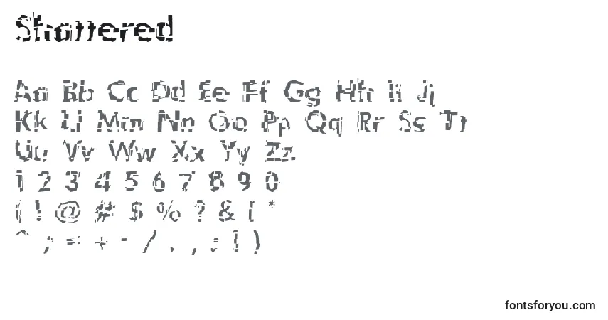 Fuente Shattered - alfabeto, números, caracteres especiales