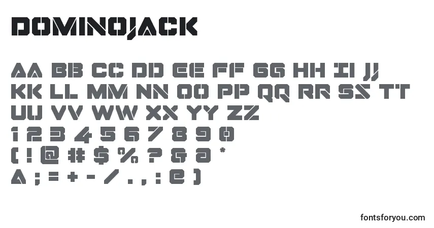 Schriftart Dominojack – Alphabet, Zahlen, spezielle Symbole