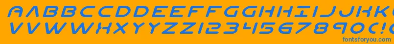 Planetnexpandital-Schriftart – Blaue Schriften auf orangefarbenem Hintergrund
