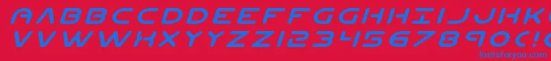 Planetnexpandital-Schriftart – Blaue Schriften auf rotem Hintergrund