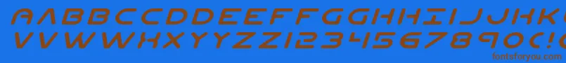 フォントPlanetnexpandital – 茶色の文字が青い背景にあります。