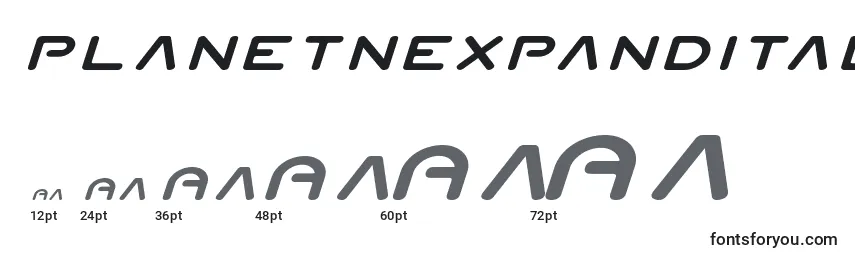 Размеры шрифта Planetnexpandital