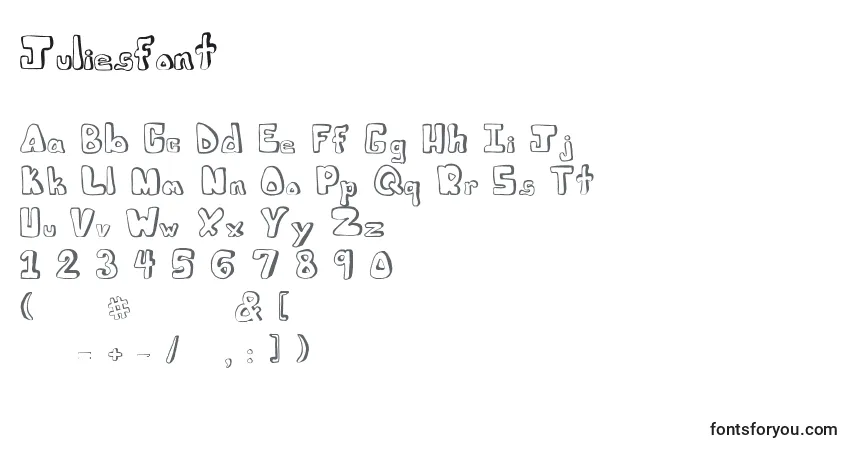 Schriftart Juliesfont – Alphabet, Zahlen, spezielle Symbole