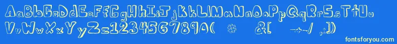 Juliesfont Font – Yellow Fonts on Blue Background