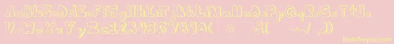 Juliesfont-Schriftart – Gelbe Schriften auf rosa Hintergrund