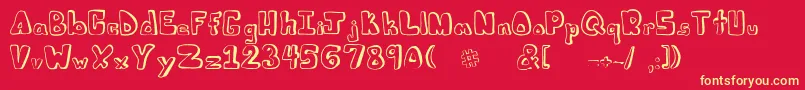 Juliesfont Font – Yellow Fonts on Red Background