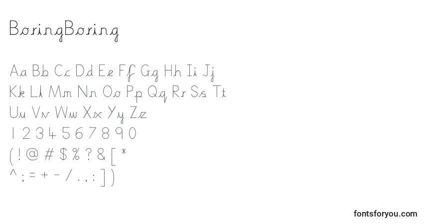 A fonte BoringBoring – alfabeto, números, caracteres especiais