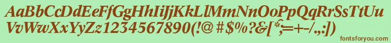 フォントC790RomanBolditalic – 緑の背景に茶色のフォント