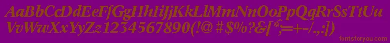 C790RomanBolditalic-Schriftart – Braune Schriften auf violettem Hintergrund