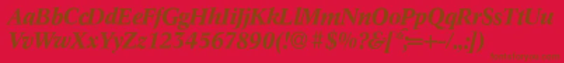 C790RomanBolditalic-Schriftart – Braune Schriften auf rotem Hintergrund