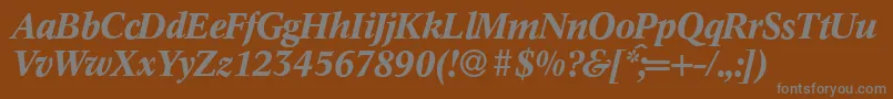 C790RomanBolditalic-fontti – harmaat kirjasimet ruskealla taustalla