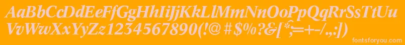 C790RomanBolditalic-fontti – vaaleanpunaiset fontit oranssilla taustalla