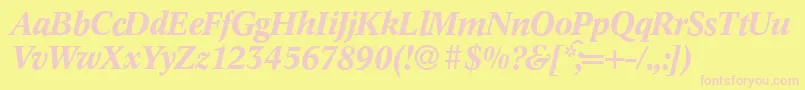 C790RomanBolditalic-fontti – vaaleanpunaiset fontit keltaisella taustalla