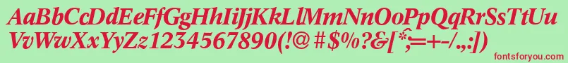 C790RomanBolditalic-fontti – punaiset fontit vihreällä taustalla