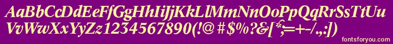 C790RomanBolditalic Font – Yellow Fonts on Purple Background