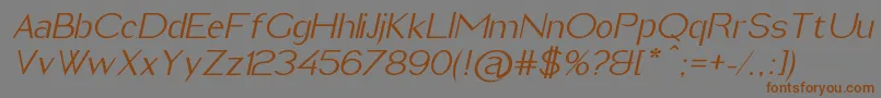 ImeldaItalic-Schriftart – Braune Schriften auf grauem Hintergrund