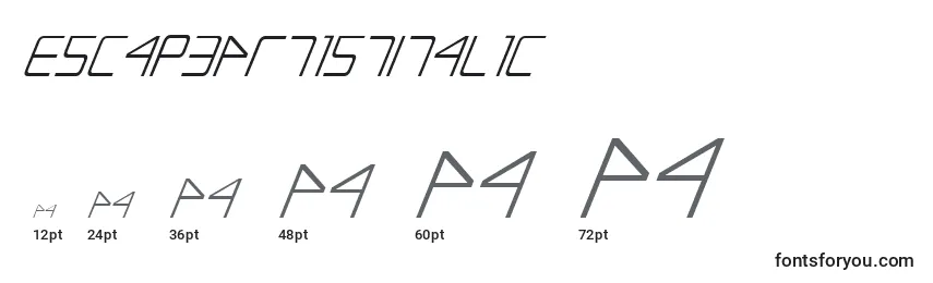 Размеры шрифта EscapeArtistItalic