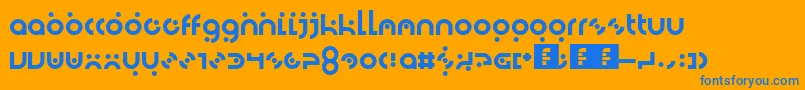 Dotlirium Font – Blue Fonts on Orange Background