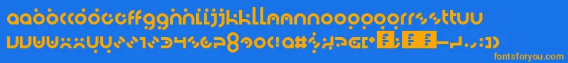 Dotlirium-Schriftart – Orangefarbene Schriften auf blauem Hintergrund