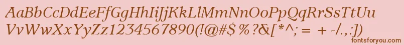 ItcUsherwoodLtMediumItalic Font – Brown Fonts on Pink Background