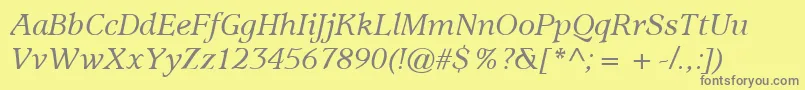 ItcUsherwoodLtMediumItalic Font – Gray Fonts on Yellow Background