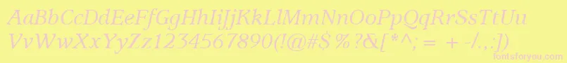 ItcUsherwoodLtMediumItalic-fontti – vaaleanpunaiset fontit keltaisella taustalla